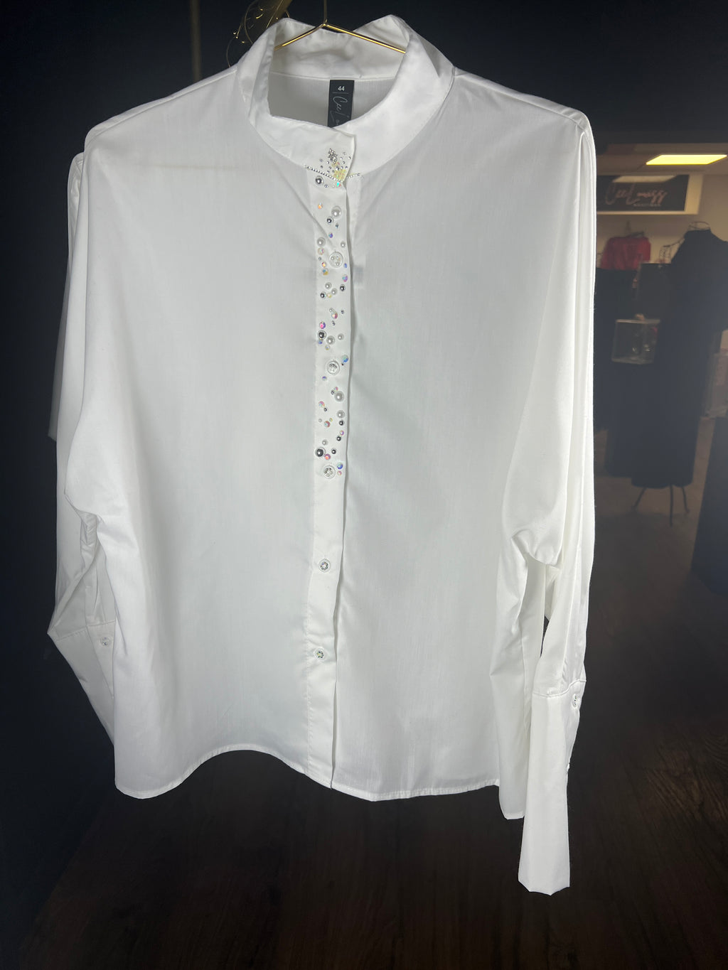 White pearl crystal shirt