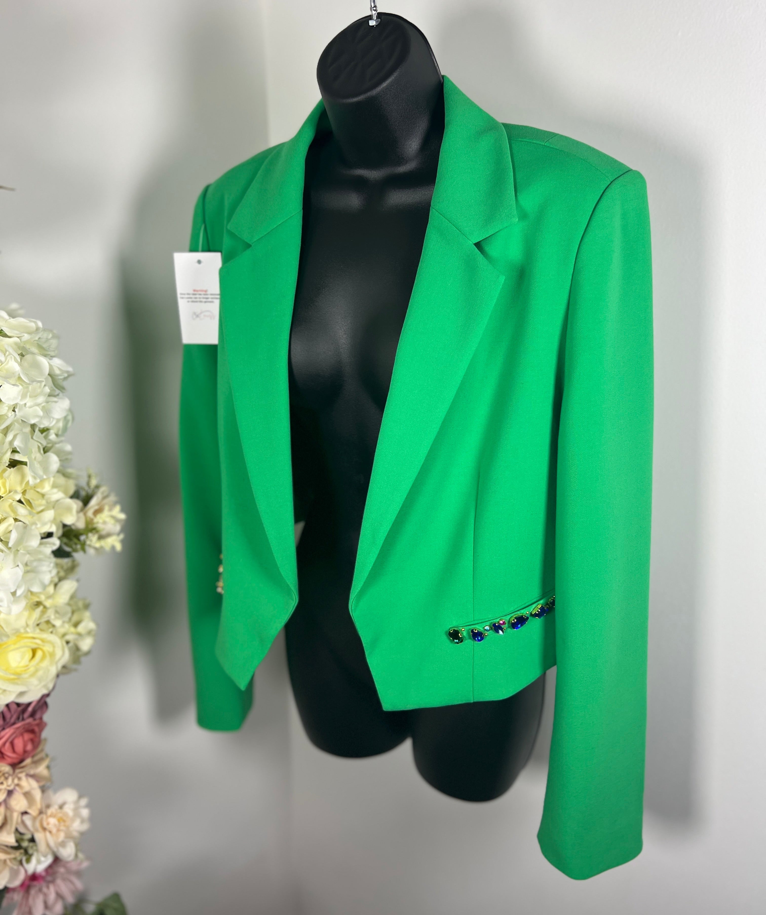 Cropped green Blazer