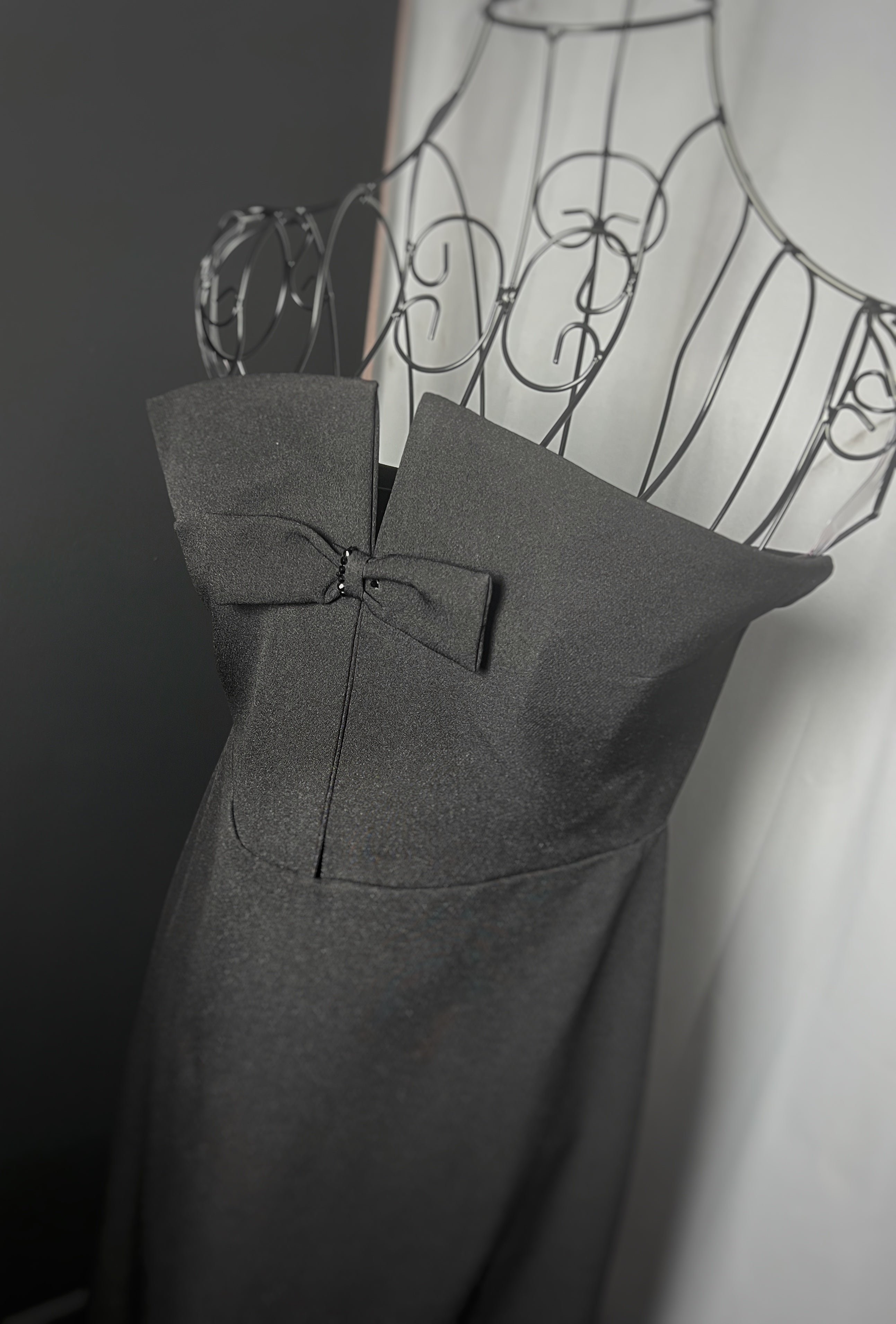 Appliqué black dress