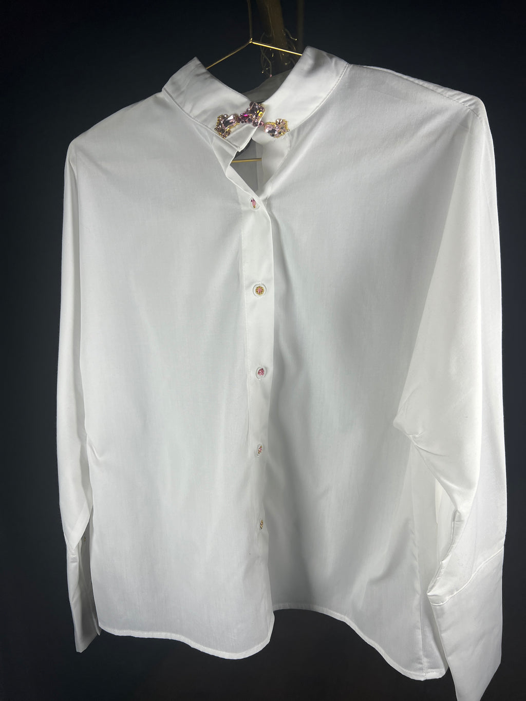 White pink crystal shirt