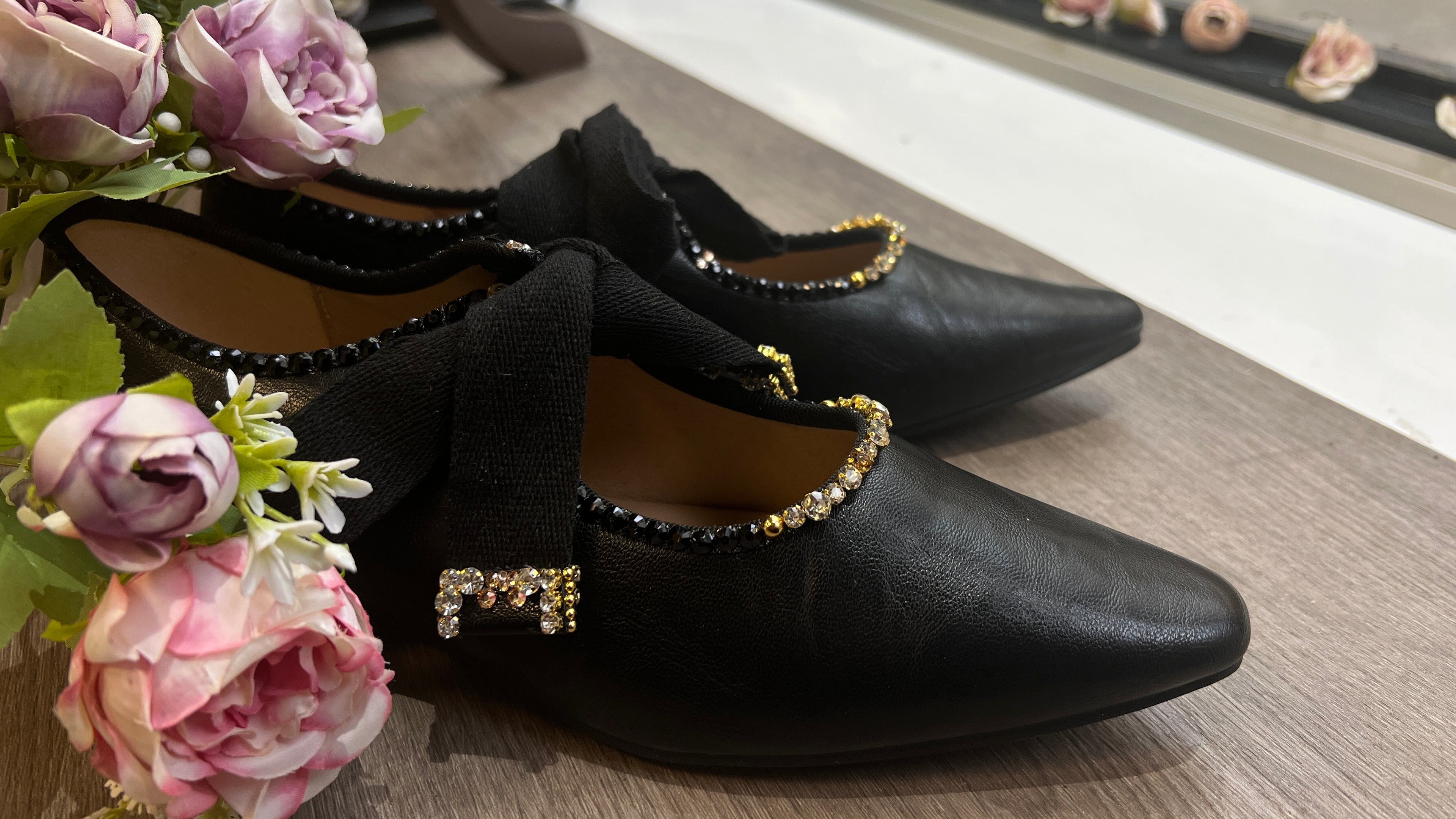 Black Diamanté Shoes