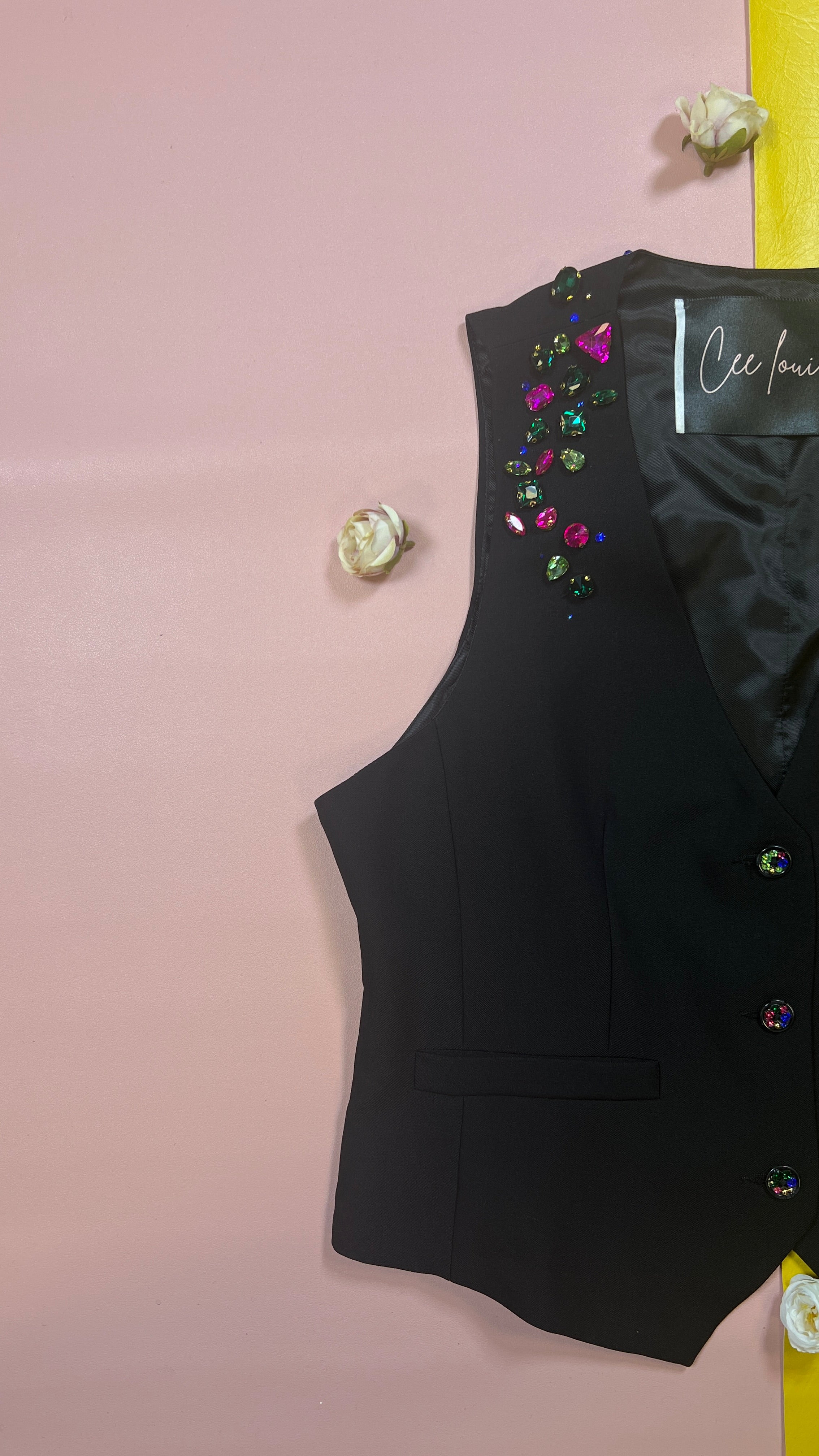 Pink green tailored waistcoat
