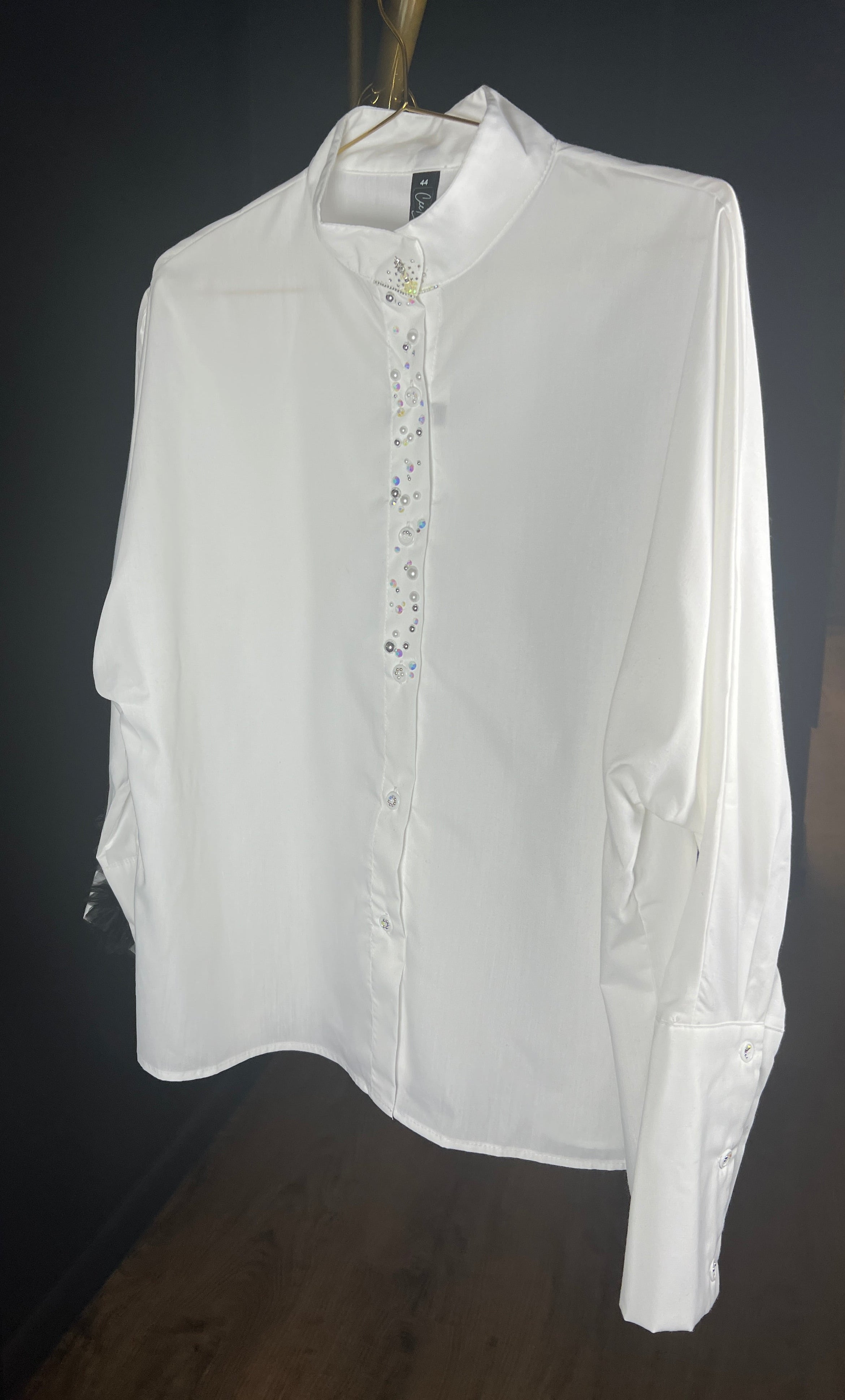 White pearl crystal shirt
