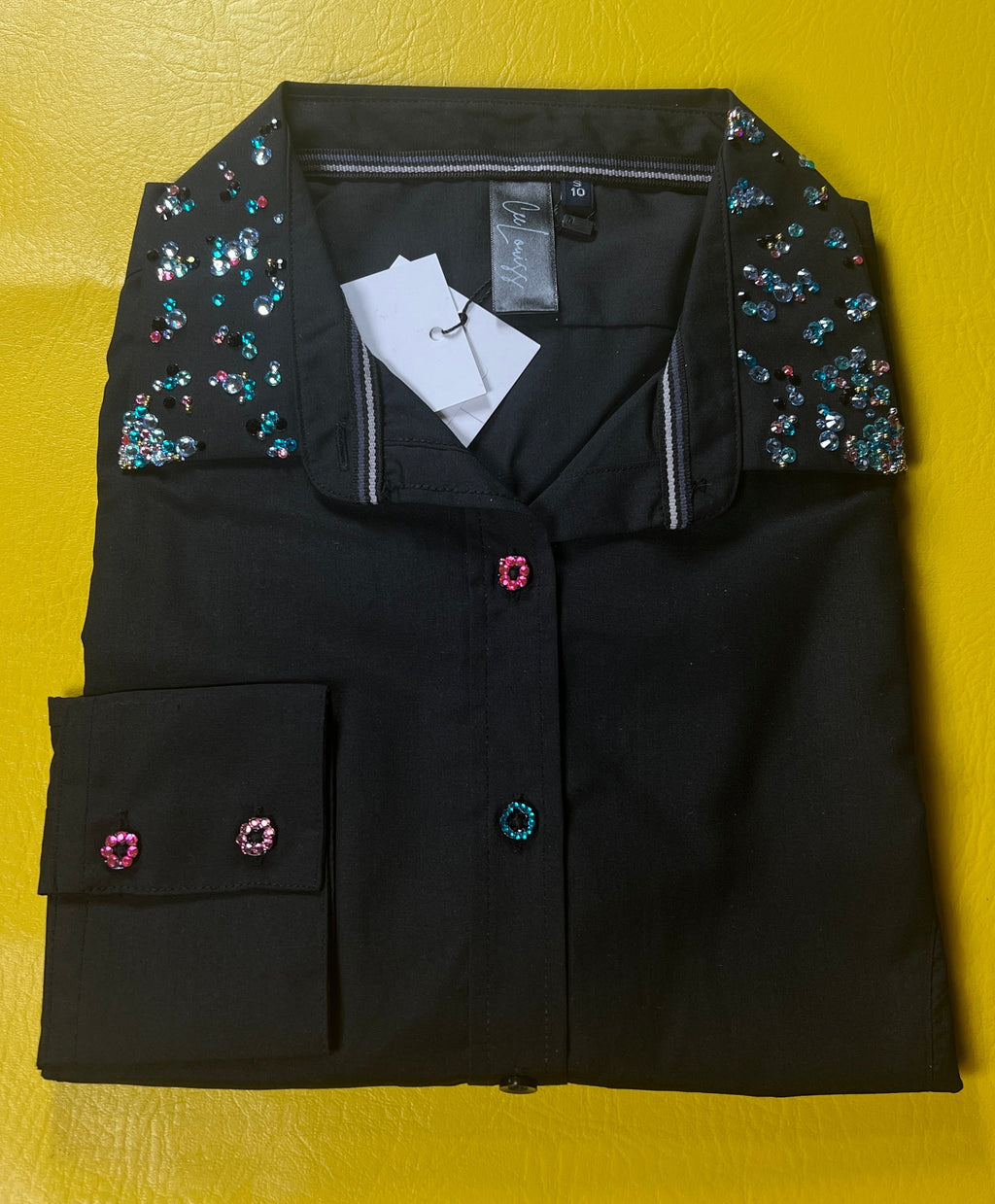 Blue pink crystal shirt