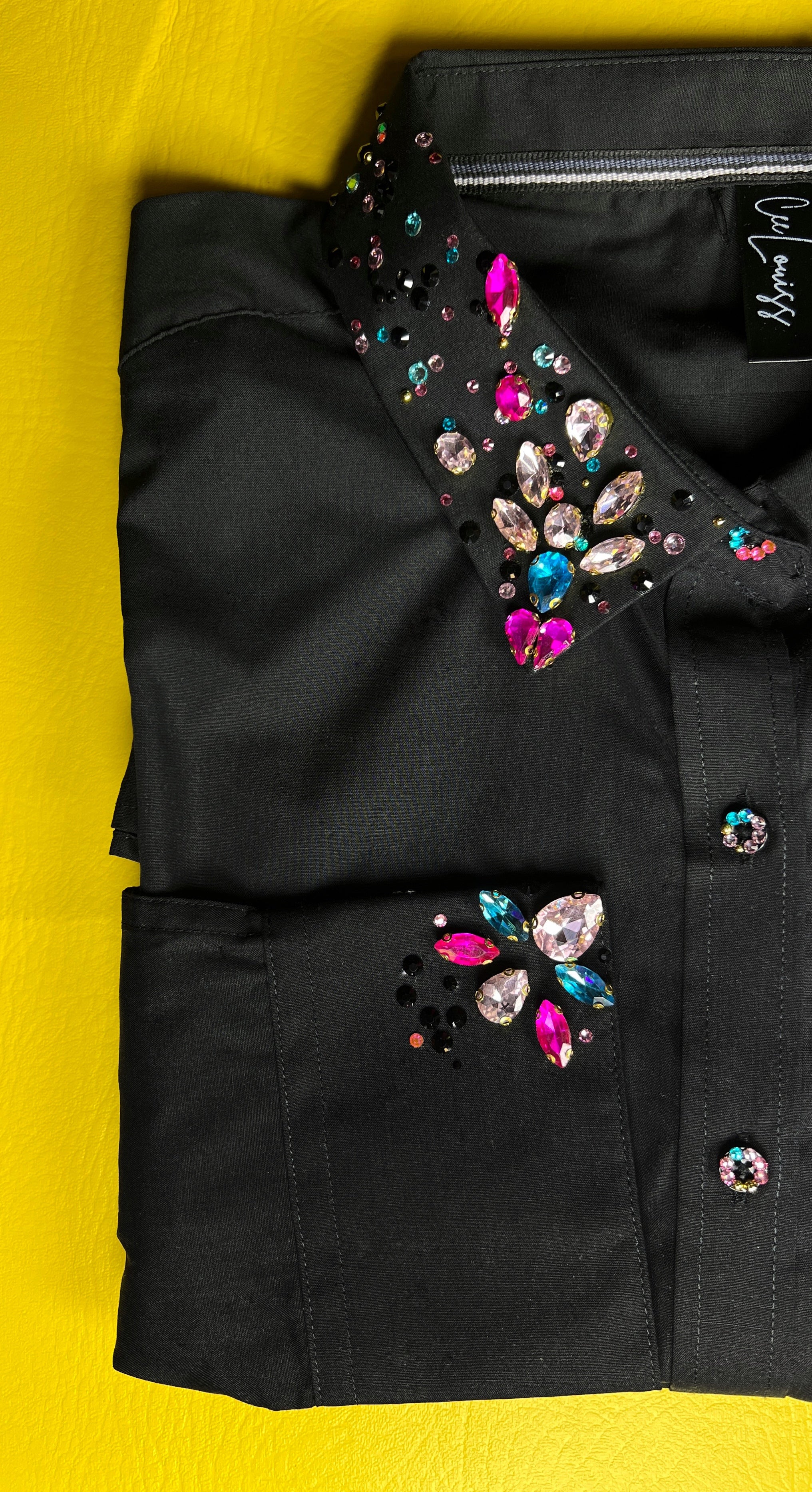 Pink blue crystal shirt