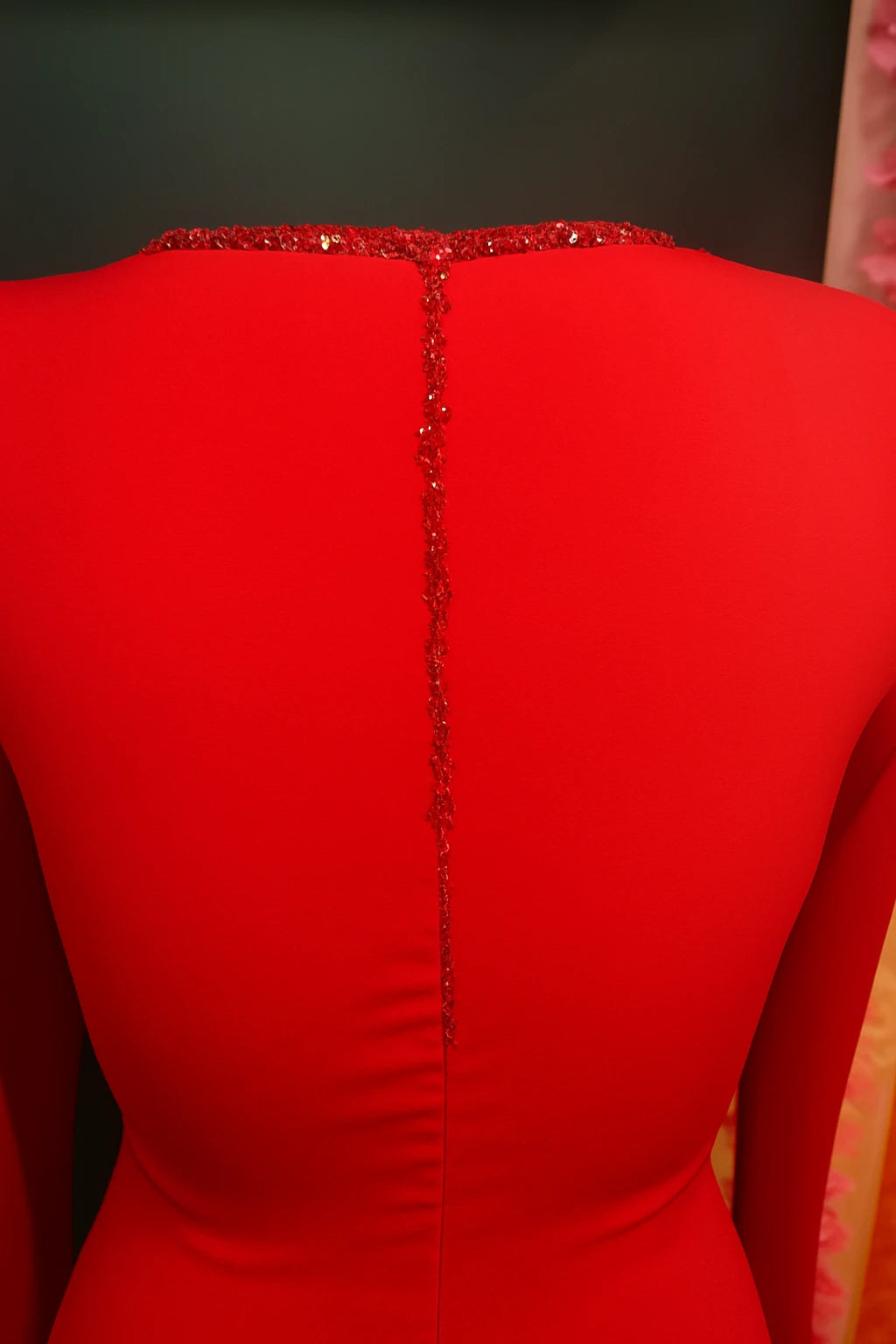 Red Diamanté Evening Dress