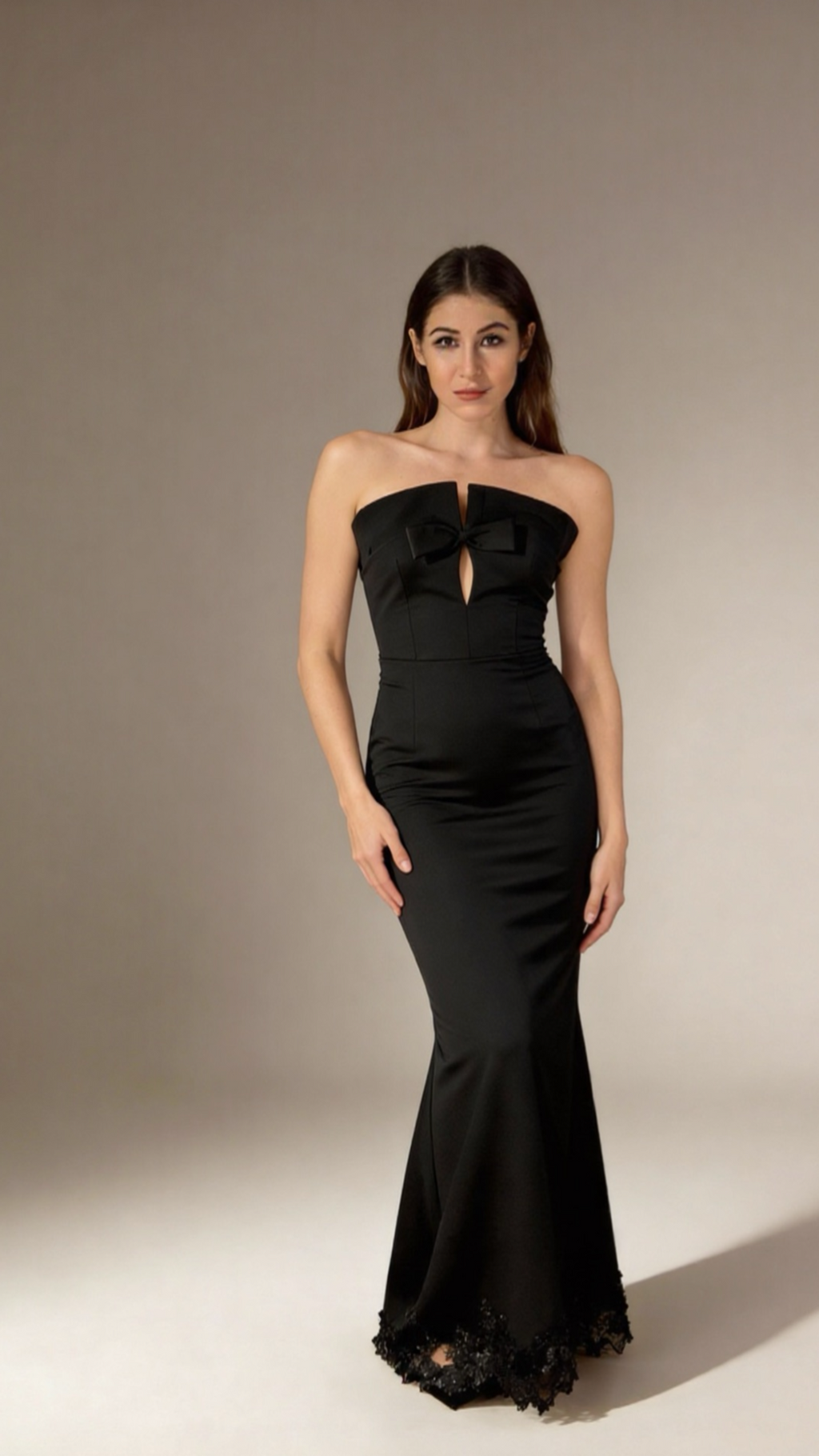 Appliqué black dress