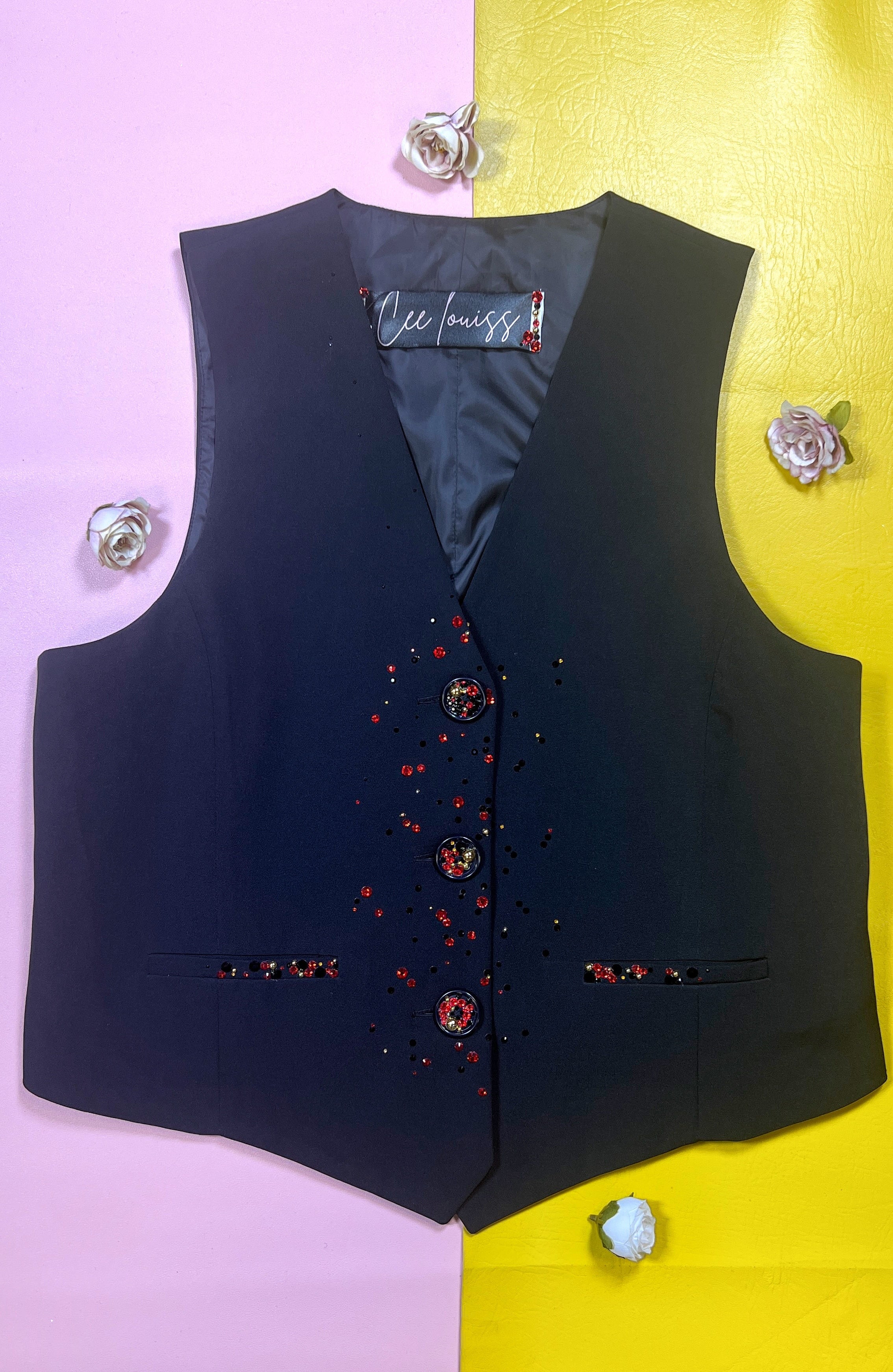 Red tailored waistcoat