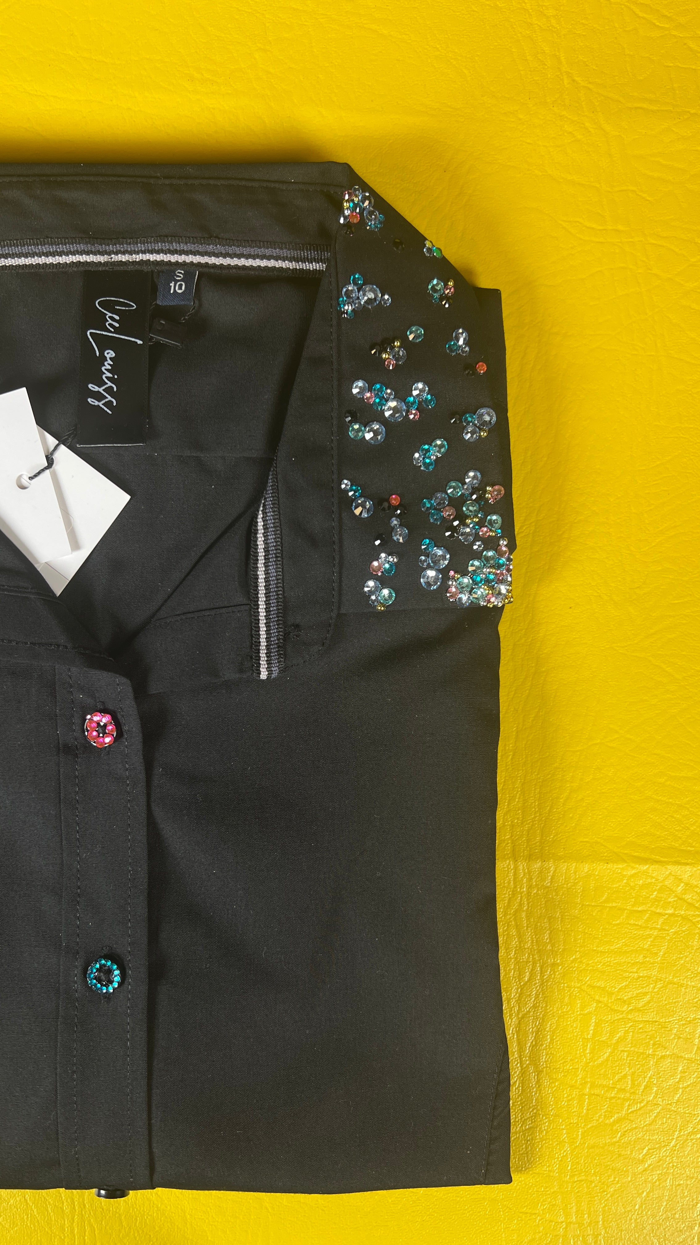 Blue pink crystal shirt