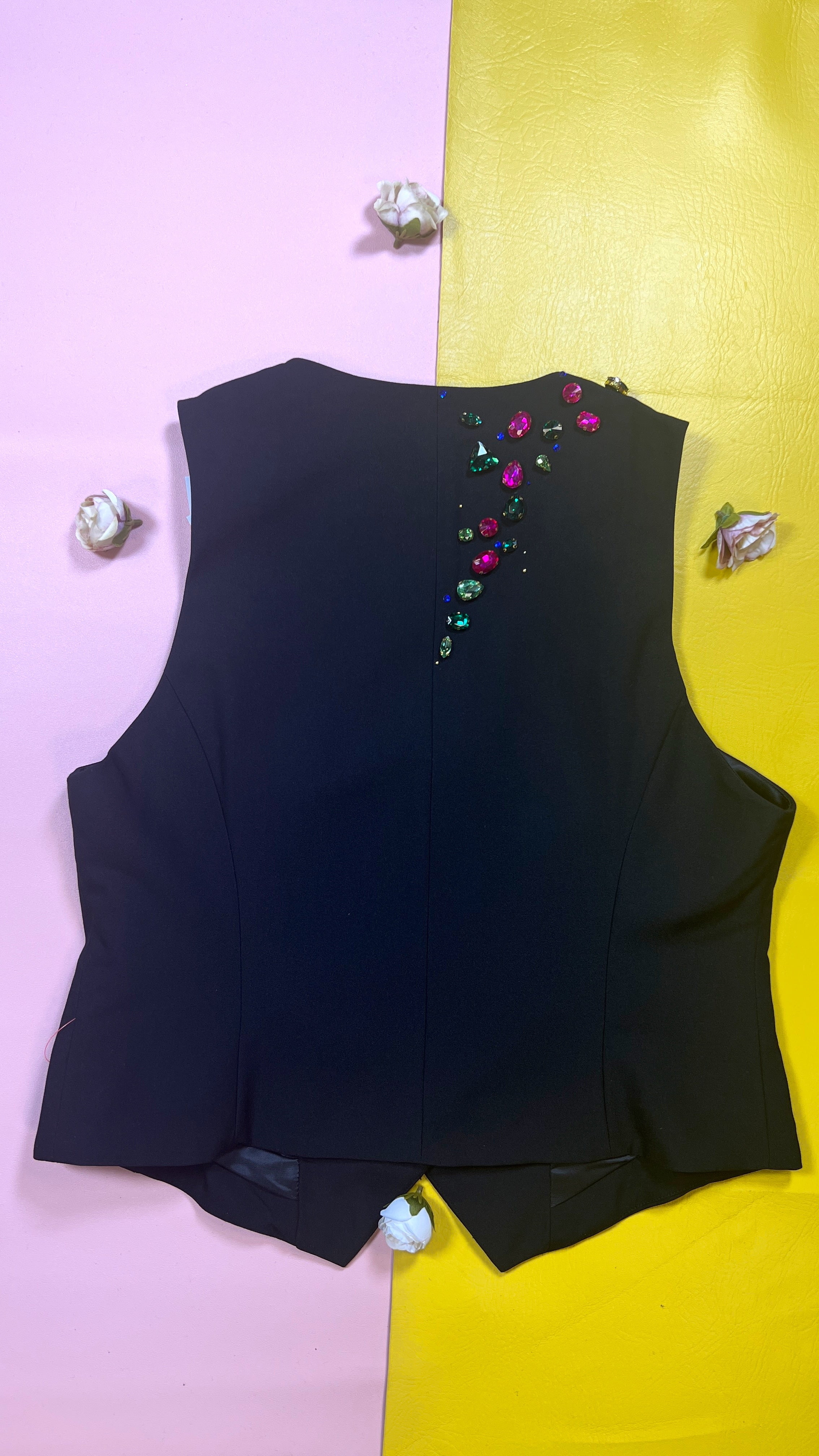 Pink green tailored waistcoat