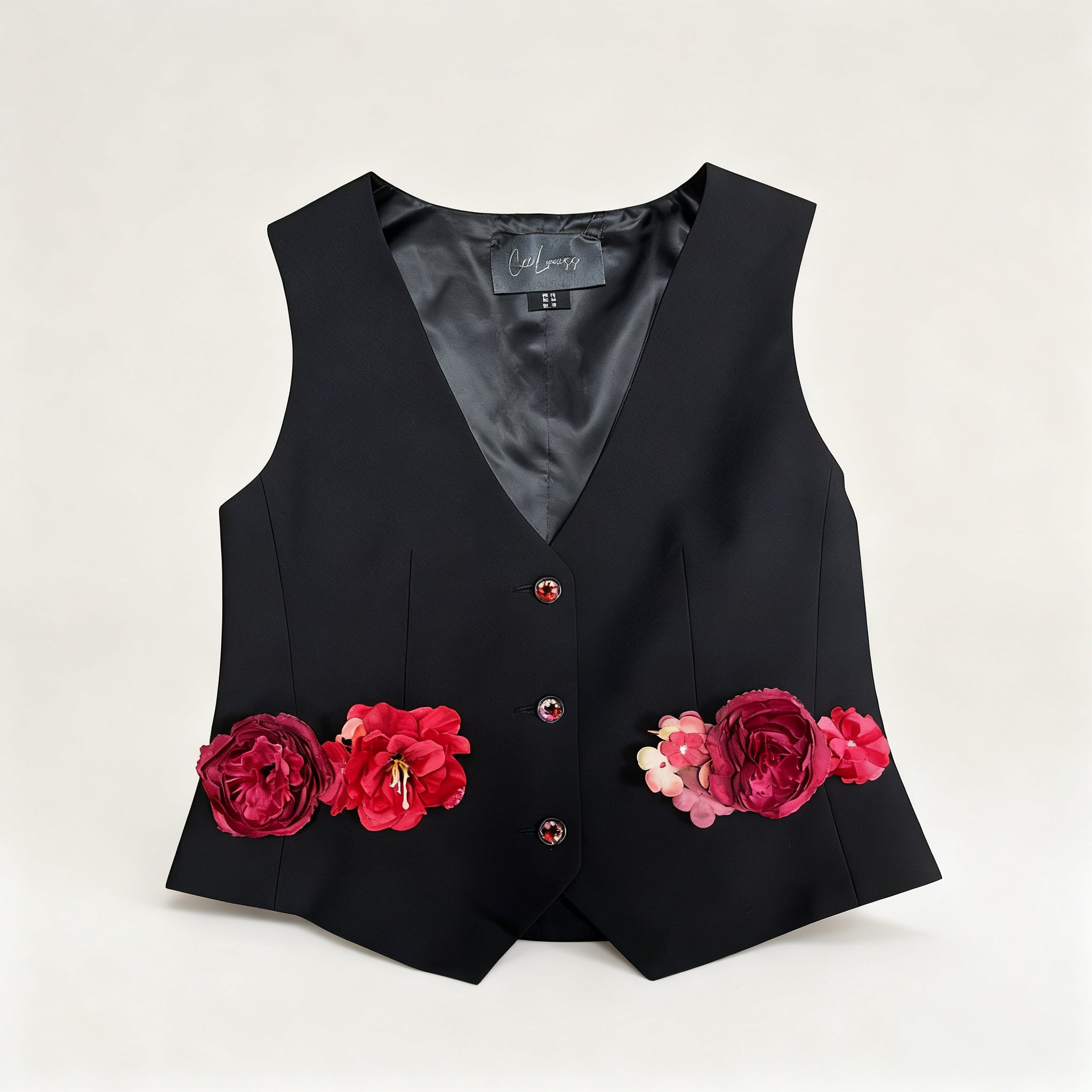 Cee Louiss Red Flower Tailored Waistcoat