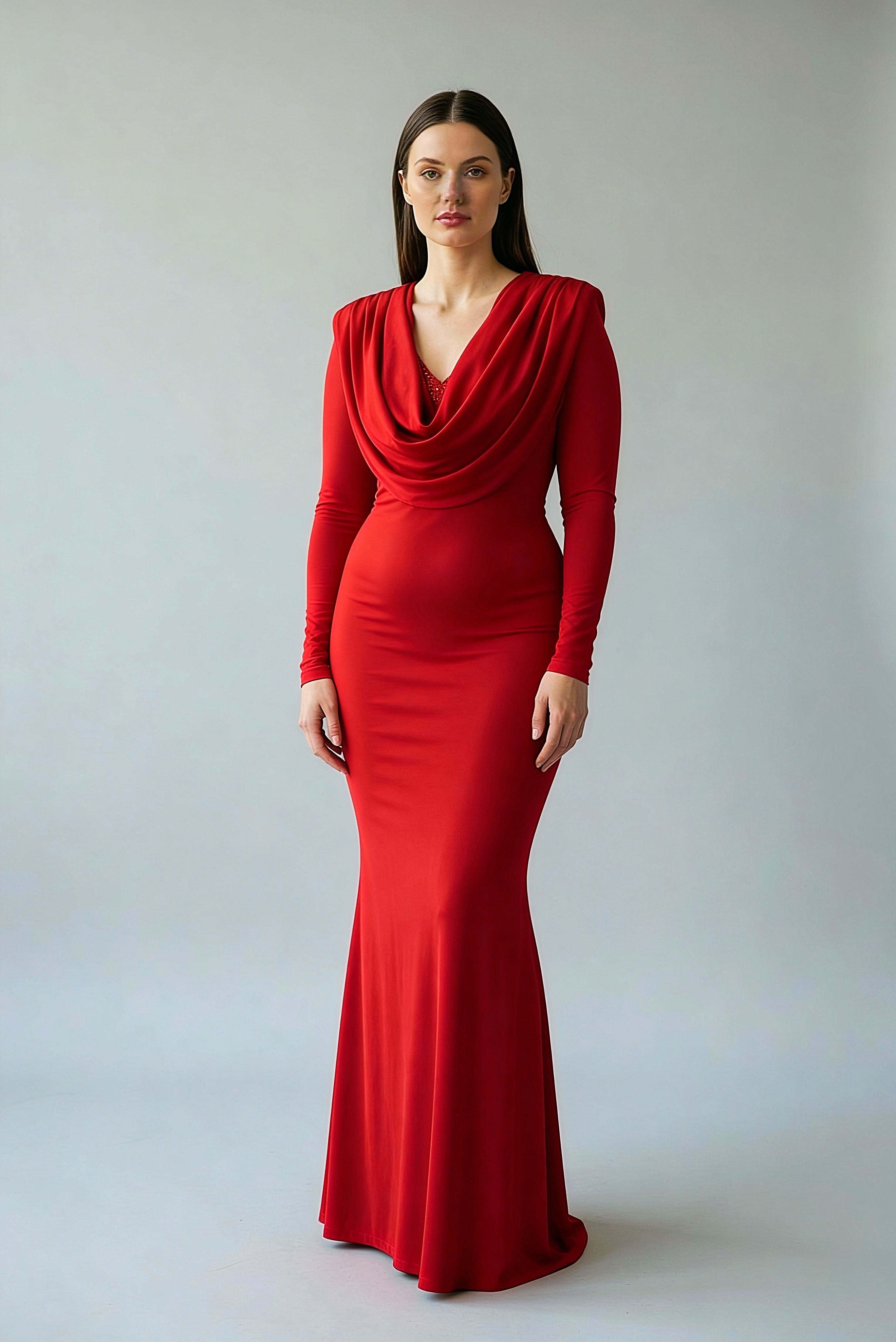 Red Diamanté Evening Dress