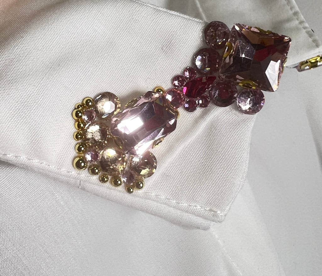 White pink crystal shirt