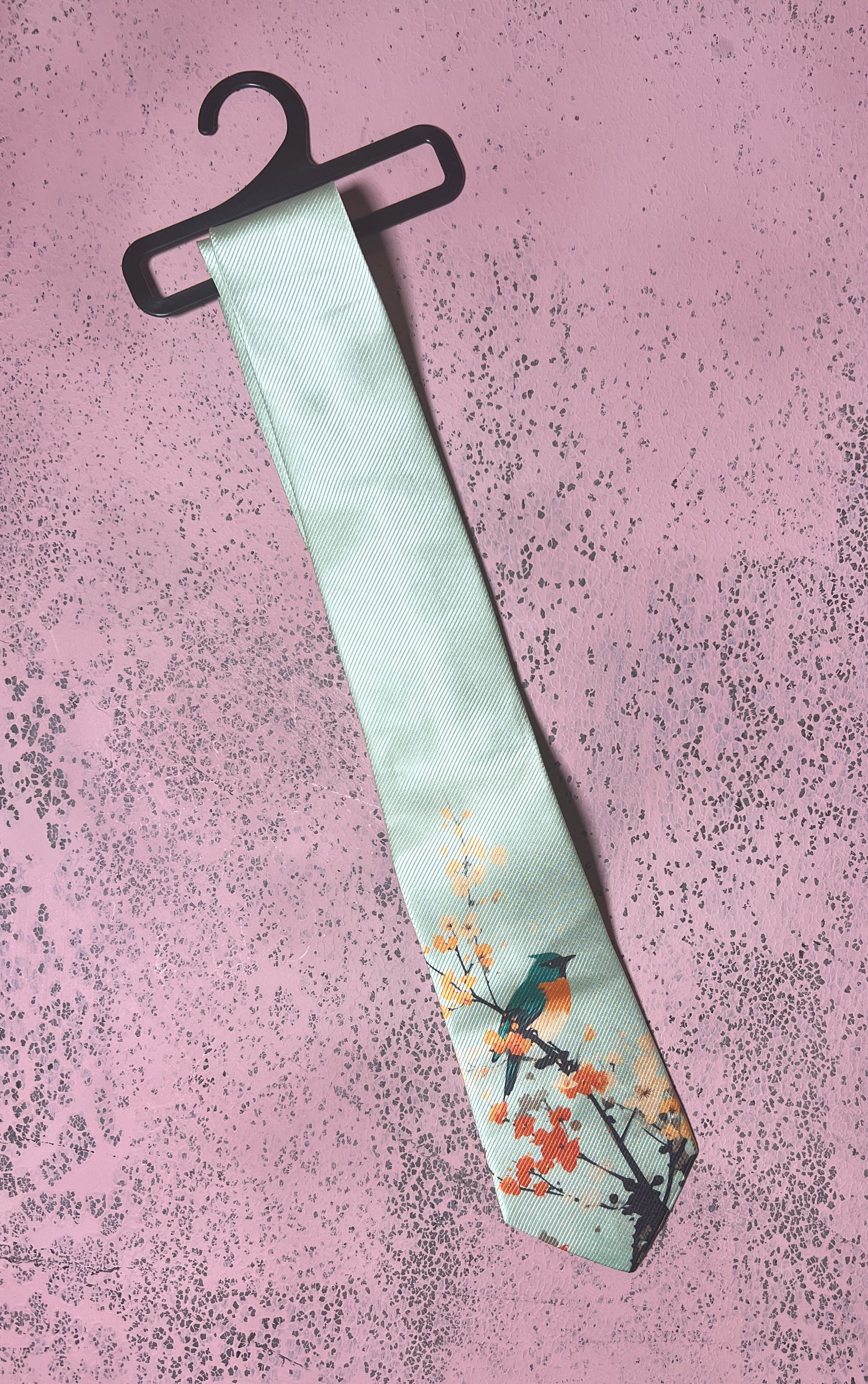 Light Green Bird Print Tie