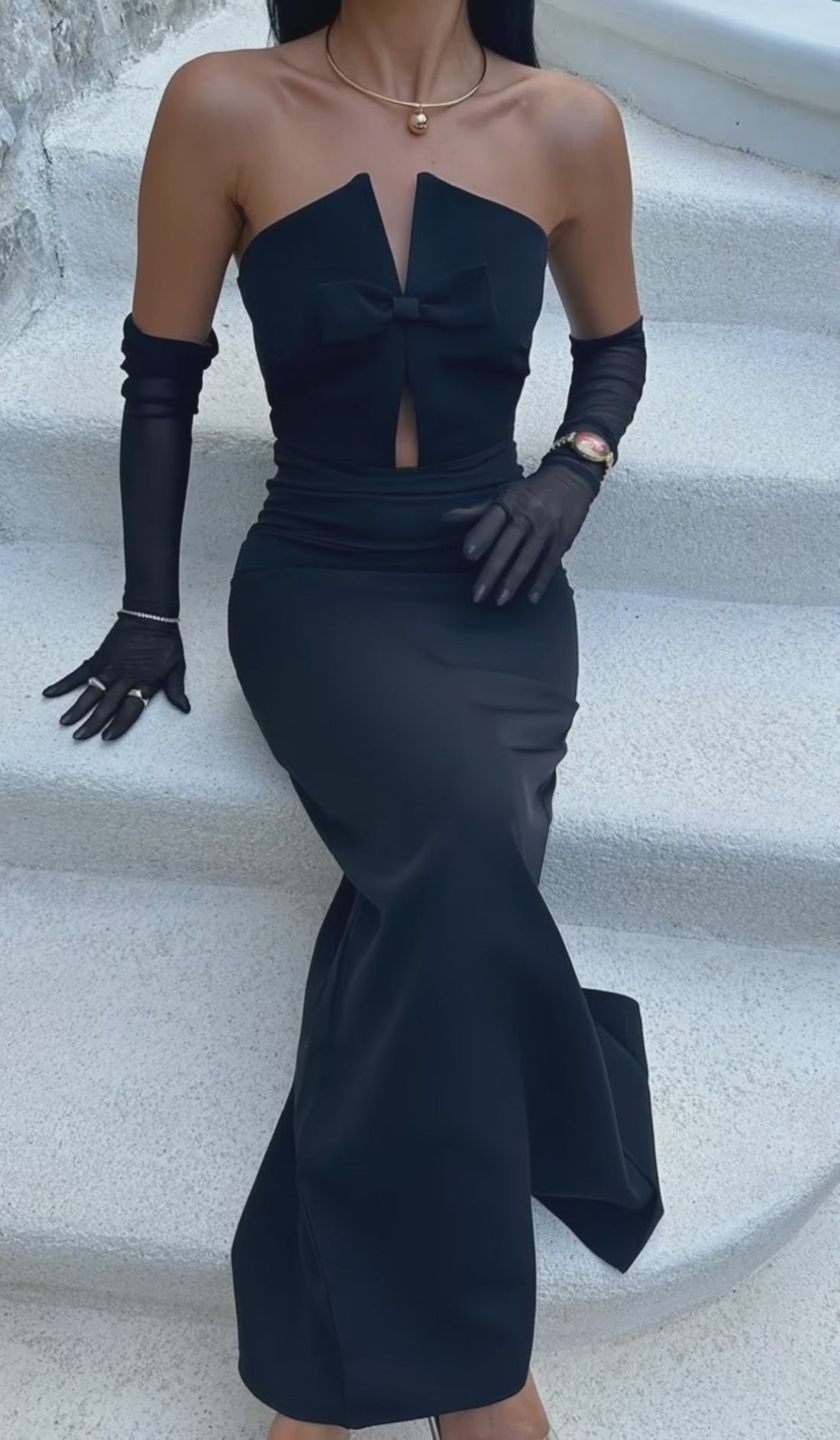 Cee Louiss Black Cut Out Evening Dress